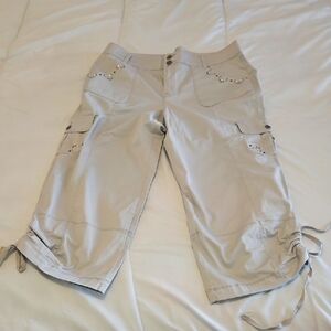 Capris Stylish Beige Cargo with Embellishments size 14